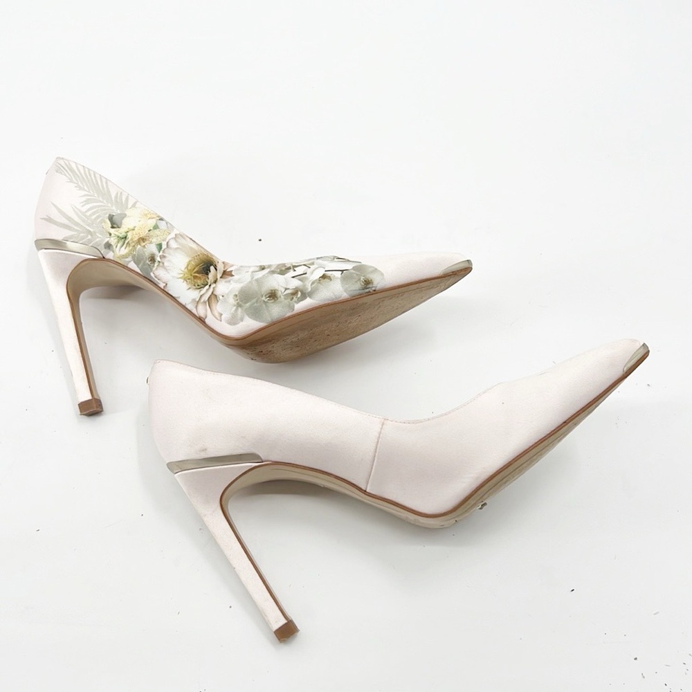 TED BAKER Melnip Floral Print Pumps In Elegant Pink Satin Size 9.5 - Picture 3 of 14